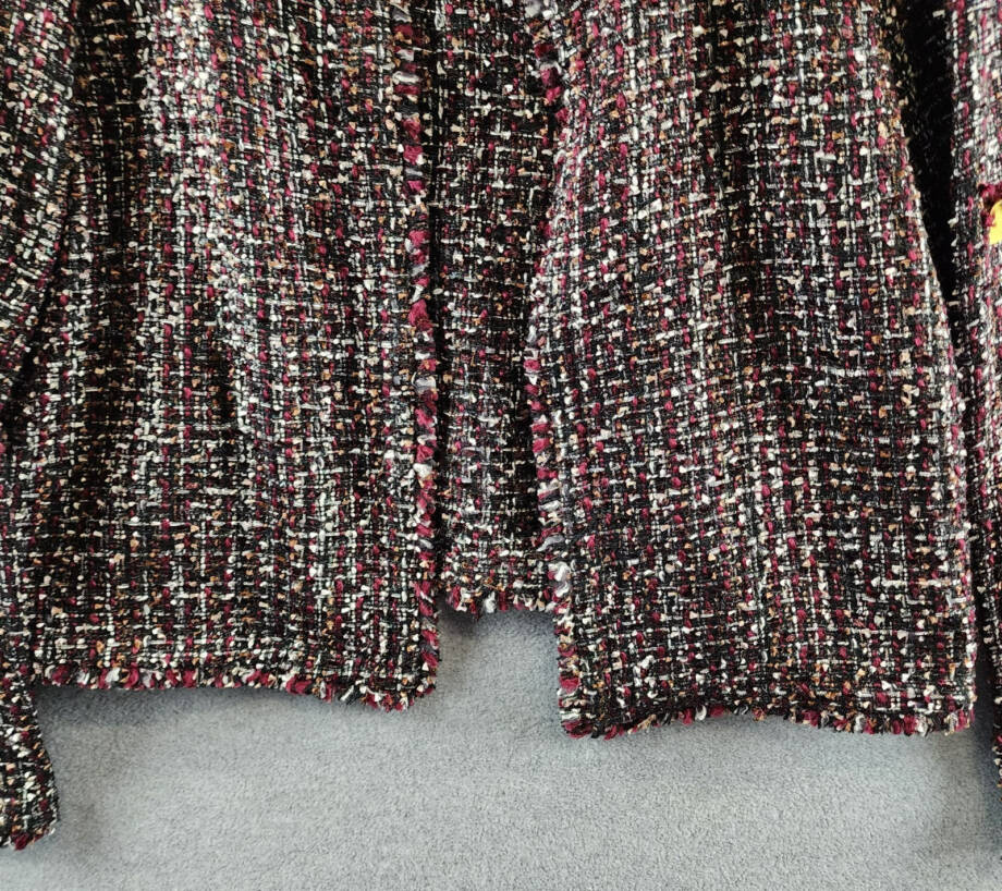 Calvin Klein Tweed Open-Front Blazer Women's 14 Black Multi Wool Blend Pull On