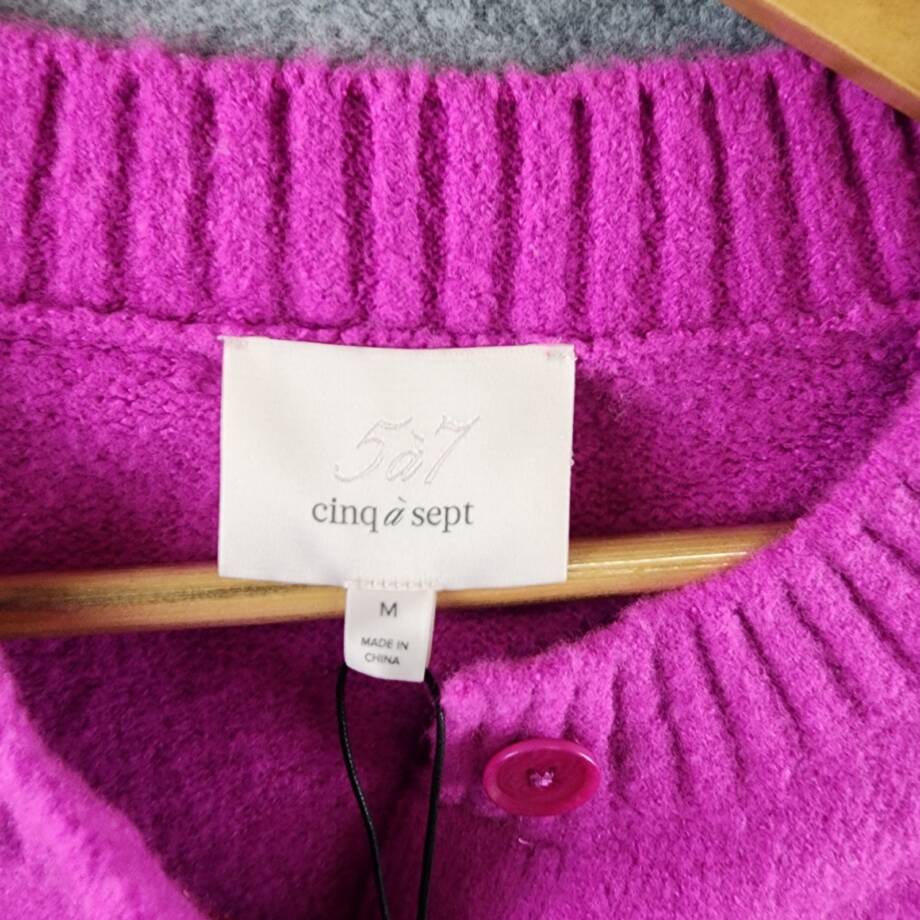 Cinq à Sept Oui Oui Millie Cardigan Women's M Plum Radish Button Front Closure