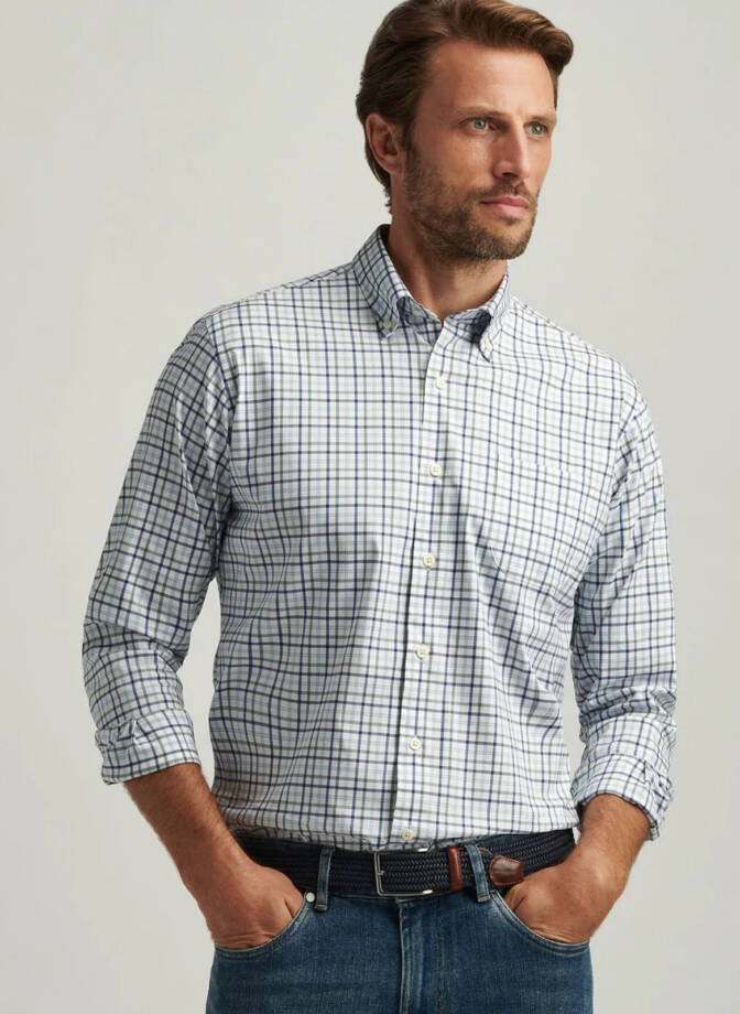 Peter Millar Calgary Crown Lite Stretch Sport Button Down Shirt Men's M Multi
