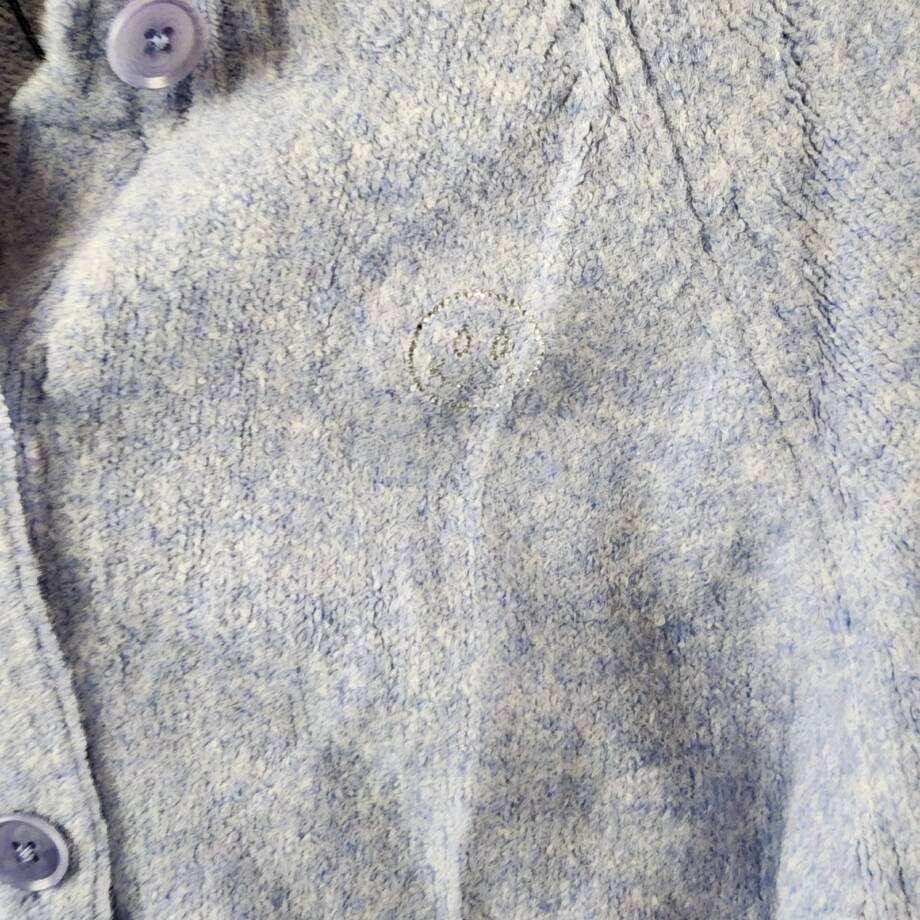 Cinq A Sept Millie Rhinestone Smiley Cardigan Women's M Pale Iris Button Front