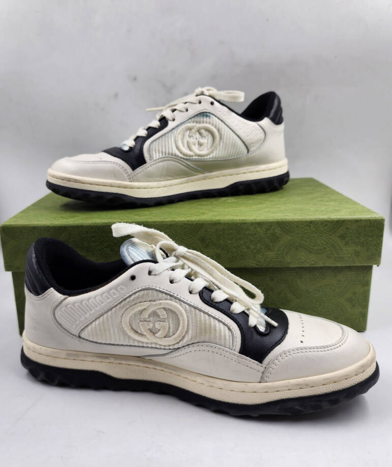 Gucci Bicolor Leather Low-Top Sneakers Women's 37.5/ 7.5 US Off/White/Black