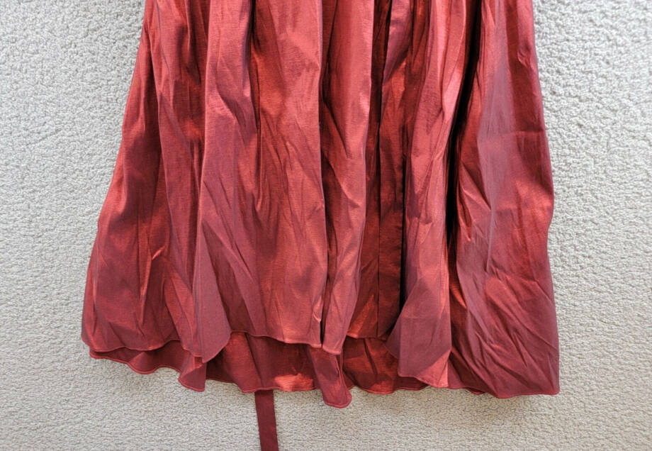 Alex Evenings Belted Portrait-Collar Taffeta Dress Women's 16 Wine 3/4 Sleeve