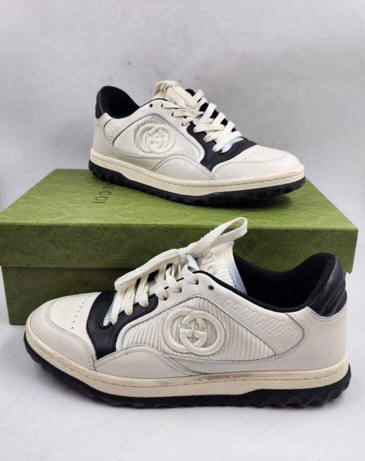 Gucci Bicolor Leather Low-Top Sneakers Women's 37.5/ 7.5 US Off/White/Black