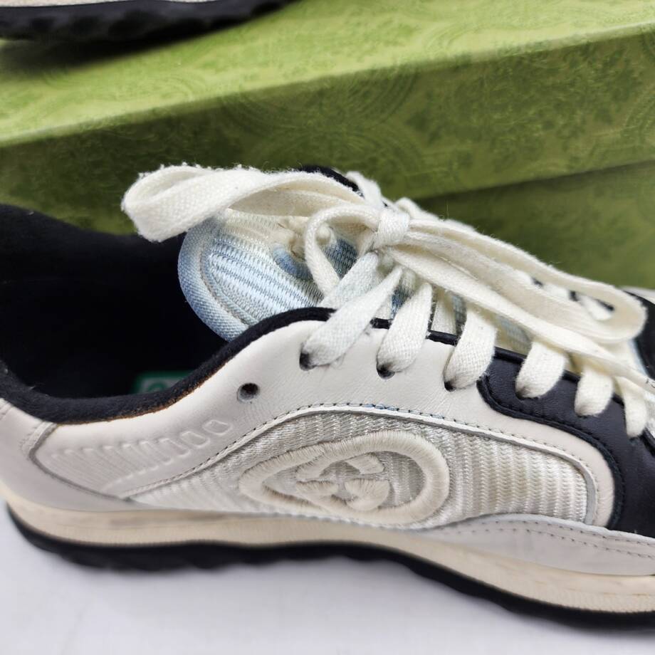 Gucci Bicolor Leather Low-Top Sneakers Women's 37.5/ 7.5 US Off/White/Black