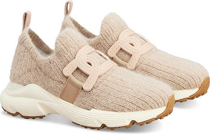 Tod's Kate Wool Knit Slip On Sneakers Women's 39/9US Beige Round Toe