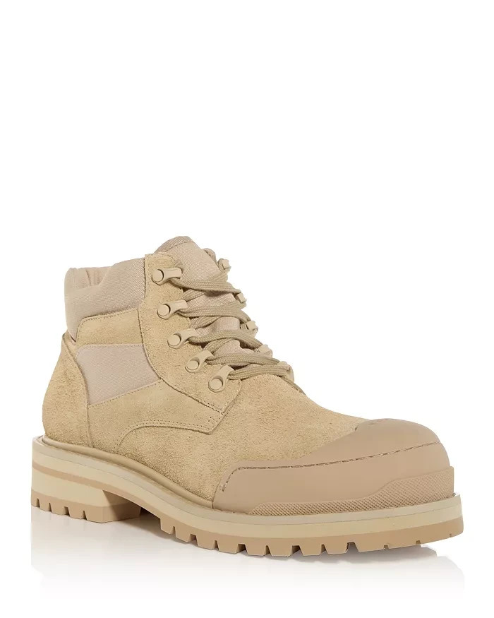 Marni Patchy Combat Boots Men's 40/ 7 US Sandy/Beige Logo Detail Lace Up Closure