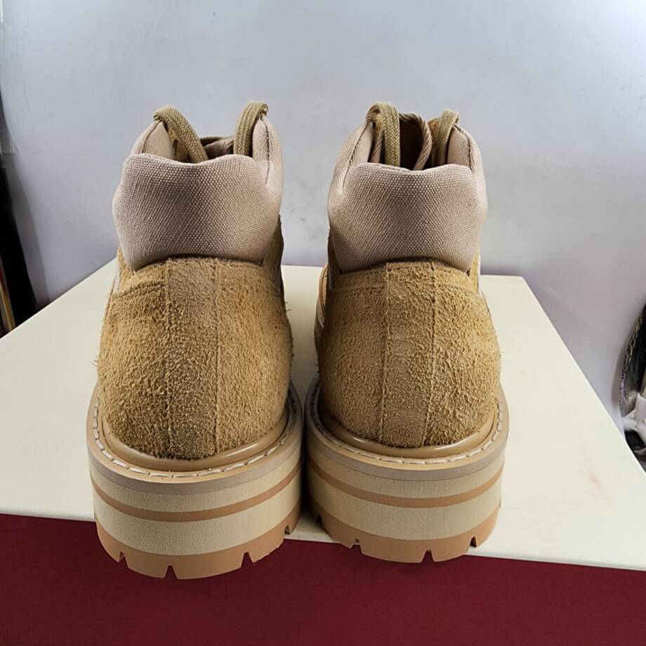 Marni Patchy Combat Boots Men's 40/ 7 US Sandy/Beige Logo Detail Lace Up Closure