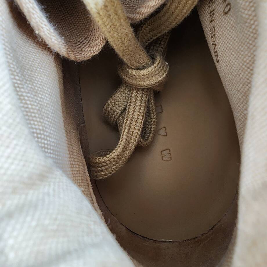 Marni Patchy Combat Boots Men's 40/ 7 US Sandy/Beige Logo Detail Lace Up Closure