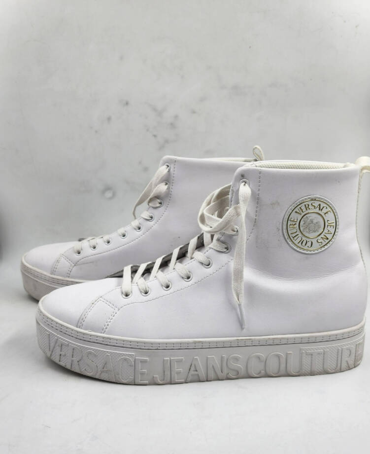 Versace Jeans Couture Brick High Sneaker Men's White Round Toe Lace Up 45