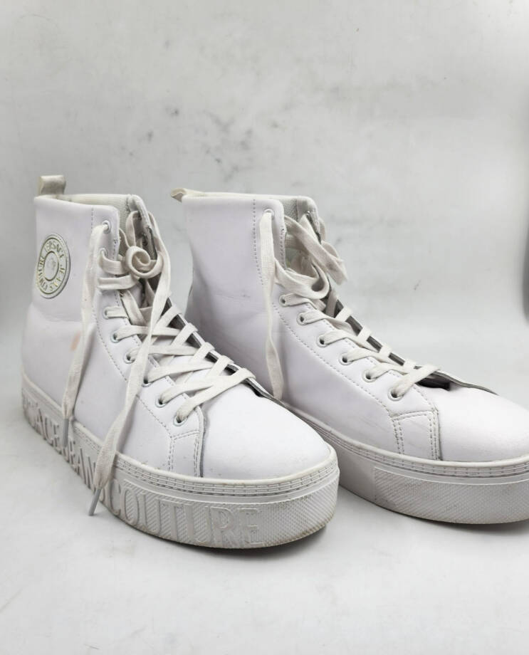 Versace Jeans Couture Brick High Sneaker Men's White Round Toe Lace Up 45