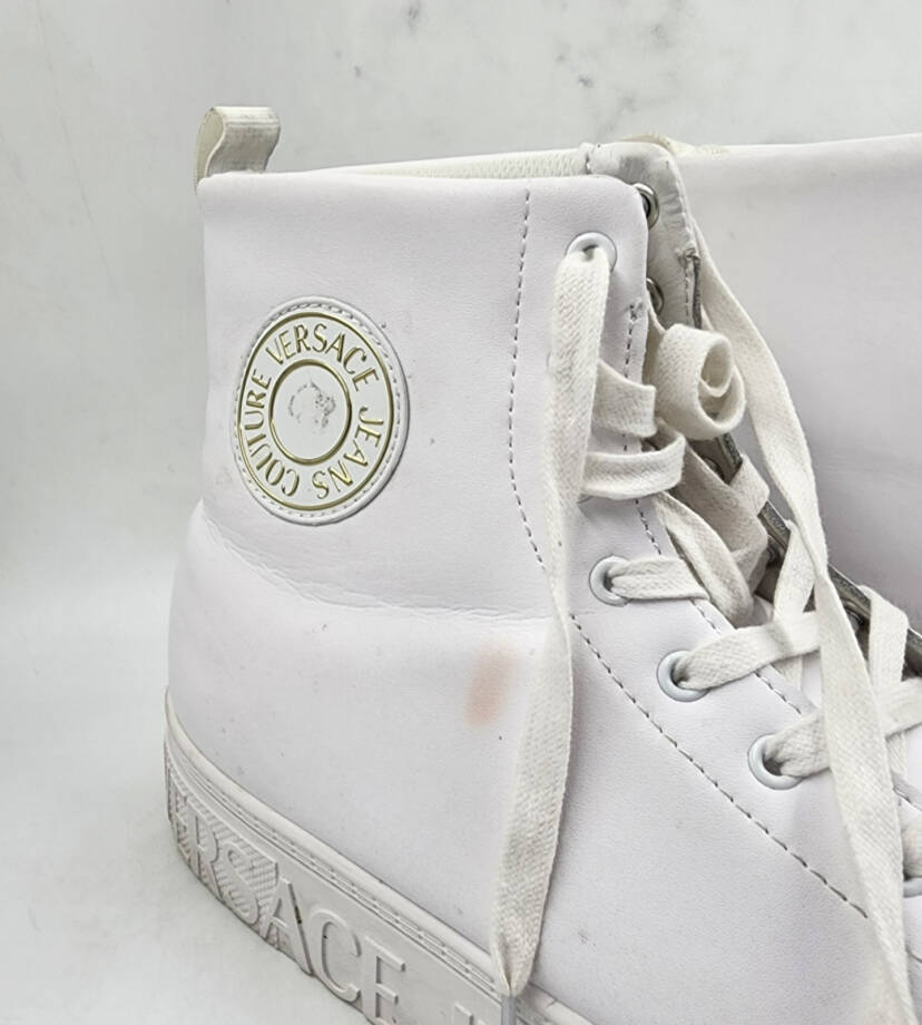 Versace Jeans Couture Brick High Sneaker Men's White Round Toe Lace Up 45