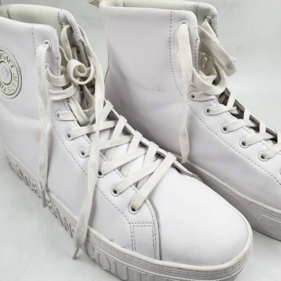 Versace Jeans Couture Brick High Sneaker Men's White Round Toe Lace Up 45