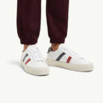 Moncler Monaco M Leather Low Top Sneakers Women's 41.5 White Lace Up Closure