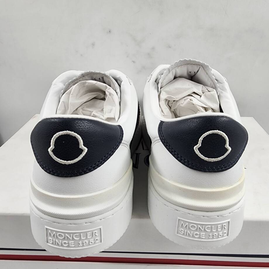 Moncler Monaco M Leather Low Top Sneakers Women's 41.5 White Lace Up Closure