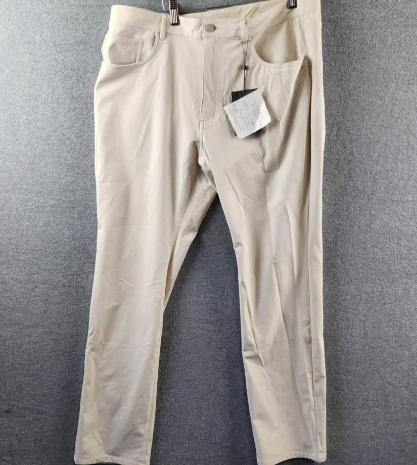 G/FORE Tour Tailored Straight Leg Pants Men's 36/32 Stone Button Zip Closure