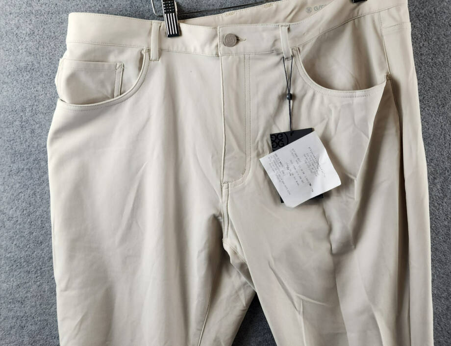 G/FORE Tour Tailored Straight Leg Pants Men's 36/32 Stone Button Zip Closure