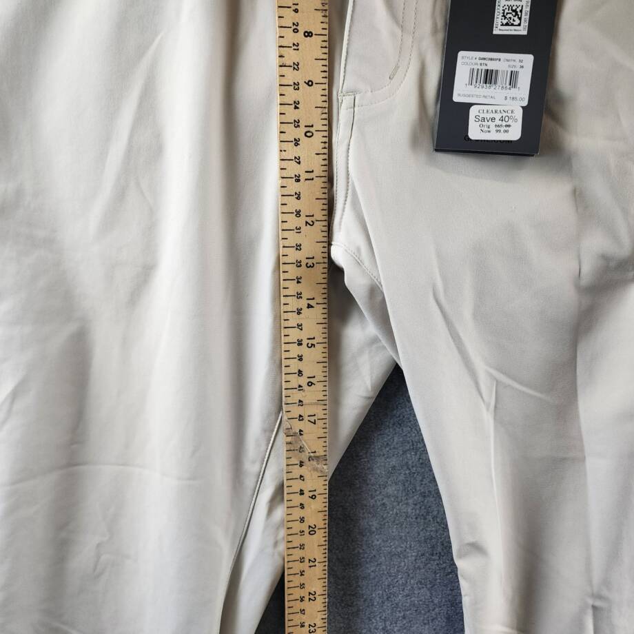 G/FORE Tour Tailored Straight Leg Pants Men's 36/32 Stone Button Zip Closure