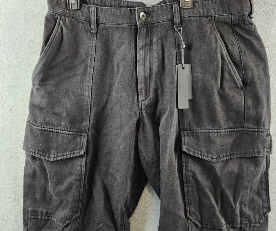rag & bone Fit 4 Cargo Loose Fit Jeans Men's 36 Black Pockets Button Zip Closure