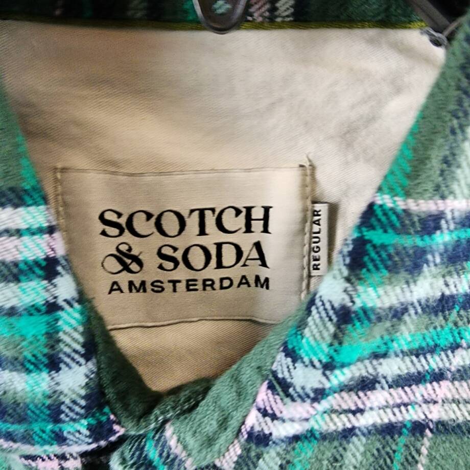 Scotch & Soda Plaid Sport Shirt Men's M Green Multi Flannel Button Long Sleeve