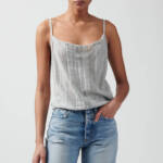 ATM Linen Blend Gauze Sleeveless Cami Women's XL Shimmer Cowl Neckline Pullover