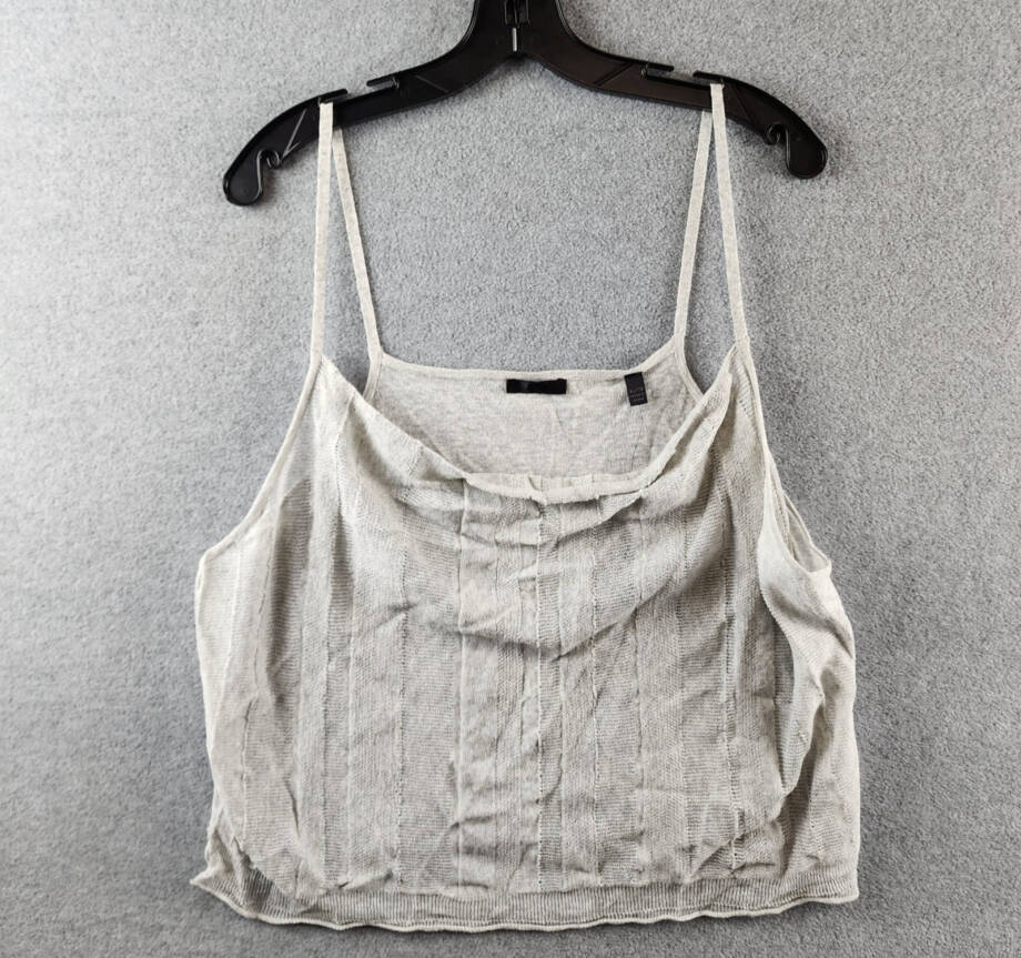 ATM Linen Blend Gauze Sleeveless Cami Women's XL Shimmer Cowl Neckline Pullover