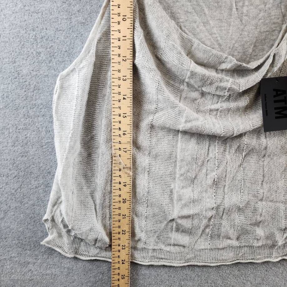 ATM Linen Blend Gauze Sleeveless Cami Women's XL Shimmer Cowl Neckline Pullover