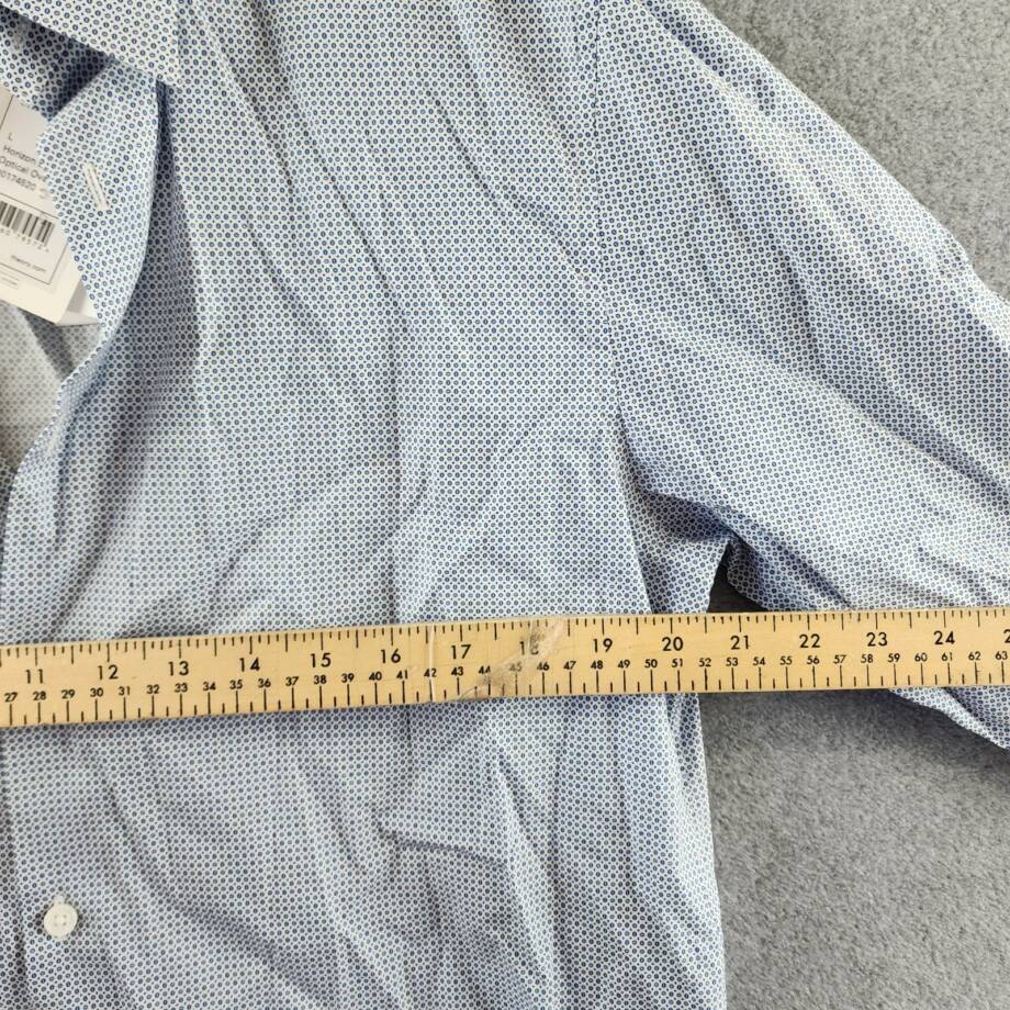 Theory Irving Button Up Shirt Men's L Horizon Blue Geometric Print Long Sleeve