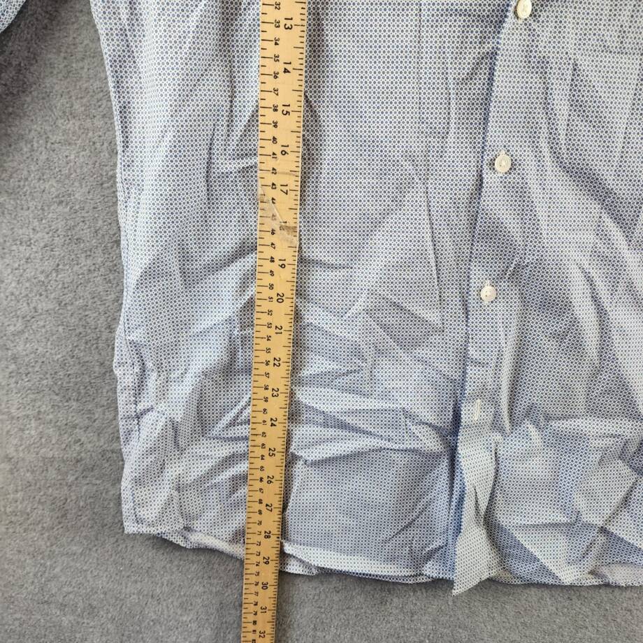 Theory Irving Button Up Shirt Men's L Horizon Blue Geometric Print Long Sleeve