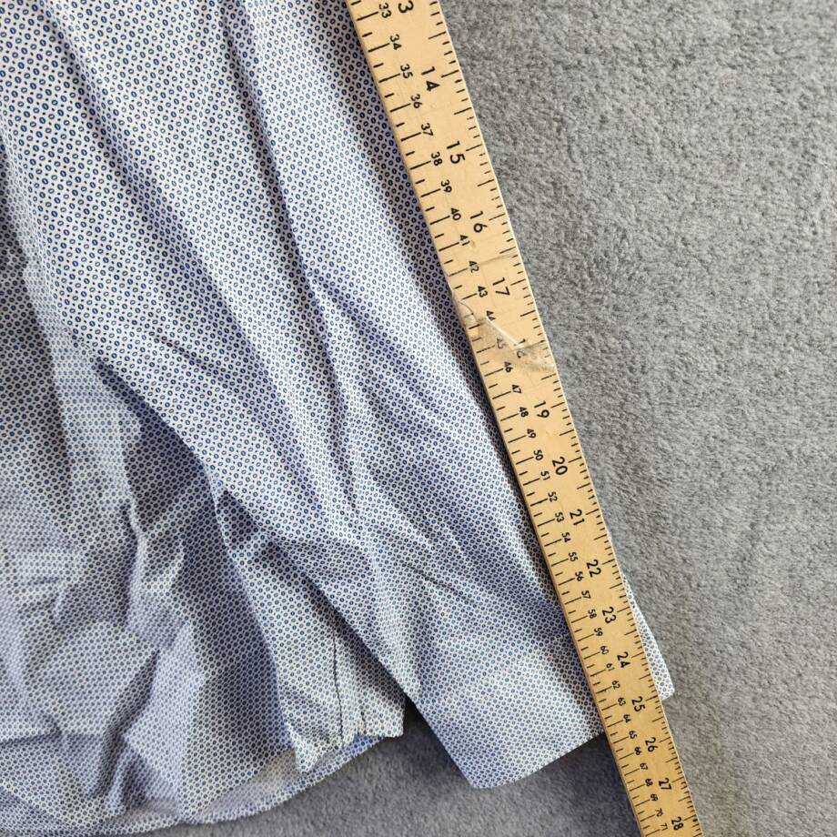Theory Irving Button Up Shirt Men's L Horizon Blue Geometric Print Long Sleeve