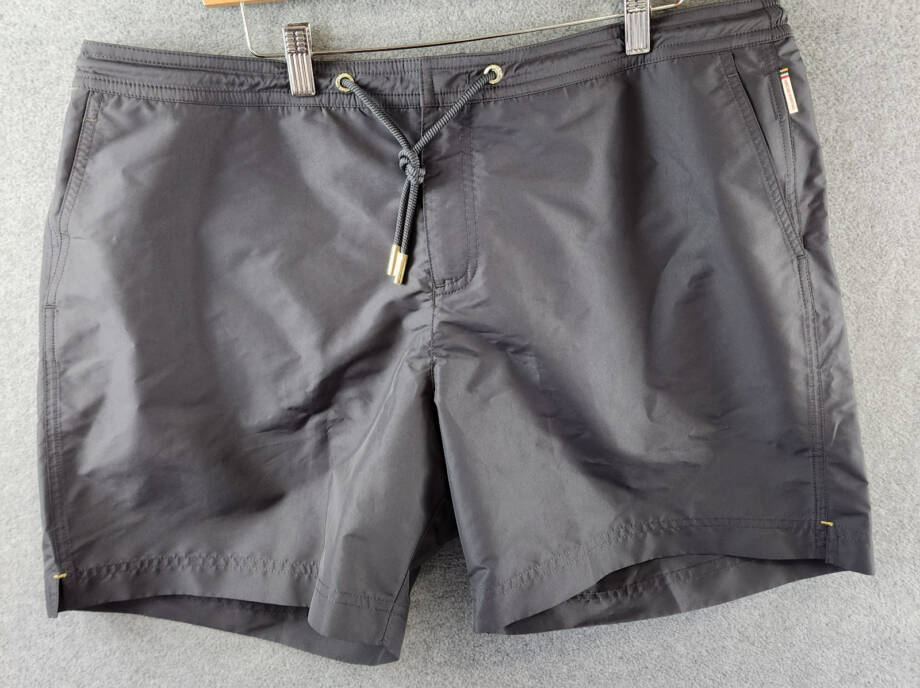 Orlebar Brown Bulldog Drawstring Swim Trunks Men's 40 Piranha Grey Side Pockets