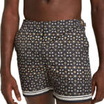 Orlebar Brown Bulldog Fiore Printed 6" Swim Trunks Men's 30 Night Iris Zip Snap