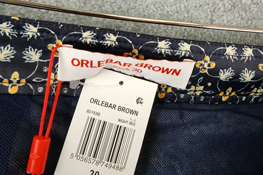 Orlebar Brown Bulldog Fiore Printed 6" Swim Trunks Men's 30 Night Iris Zip Snap