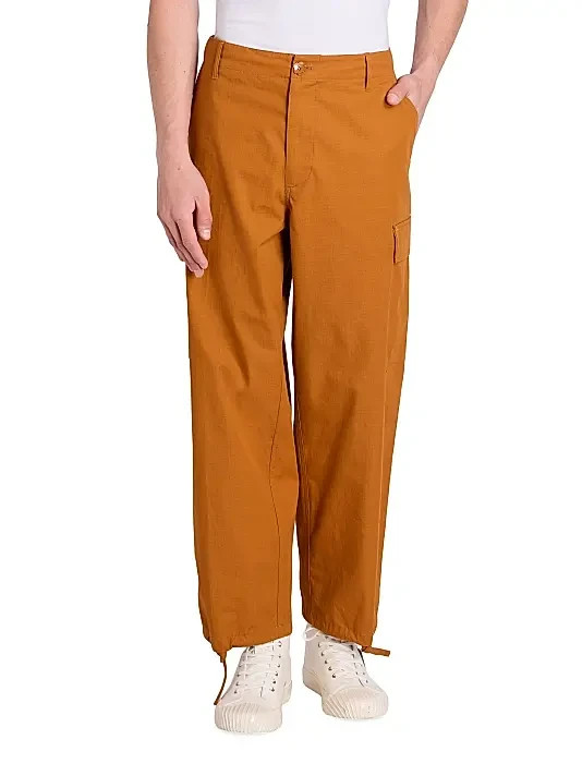 Kenzo Wide-Leg Cargo Workwear Pants Men's 38 Dark Camel Button Zip Closure