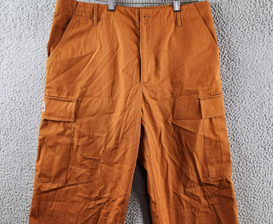 Kenzo Wide-Leg Cargo Workwear Pants Men's 38 Dark Camel Button Zip Closure