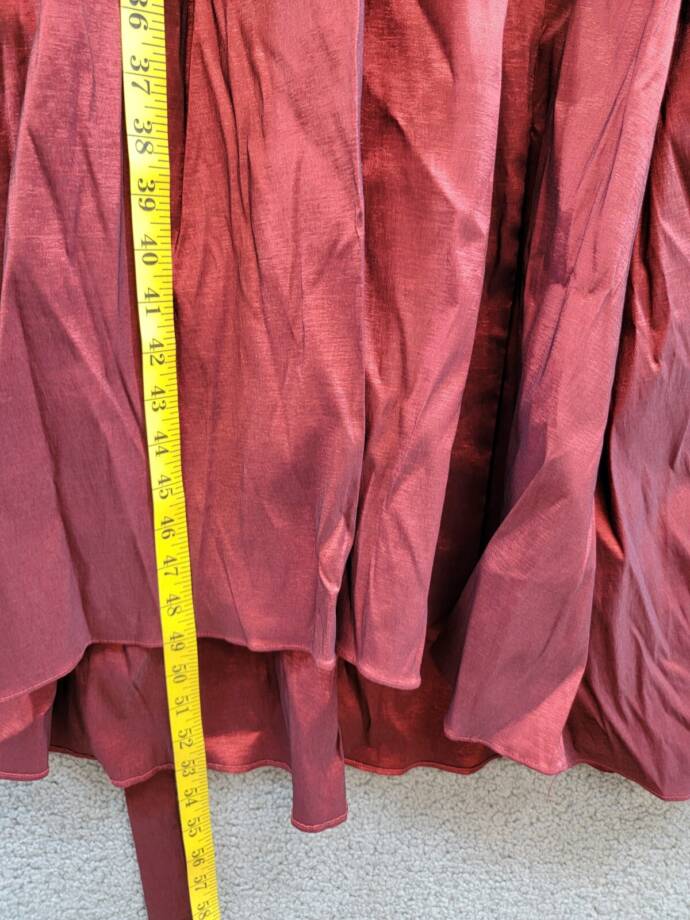 Alex Evenings Belted Portrait-Collar Taffeta Dress Women's 16 Wine 3/4 Sleeve