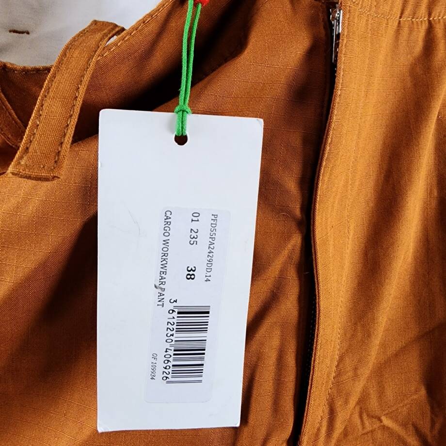 Kenzo Wide-Leg Cargo Workwear Pants Men's 38 Dark Camel Button Zip Closure