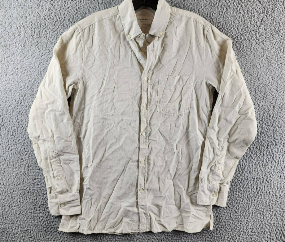 Officine Générale Corduroy Button Down Shirt Men's Small Stone Long Sleeve