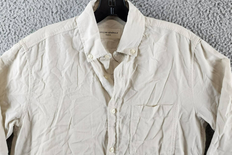 Officine Générale Corduroy Button Down Shirt Men's Small Stone Long Sleeve