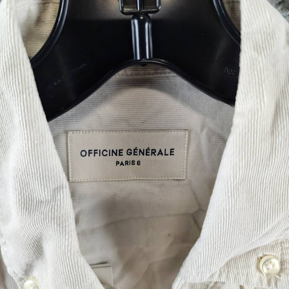 Officine Générale Corduroy Button Down Shirt Men's Small Stone Long Sleeve