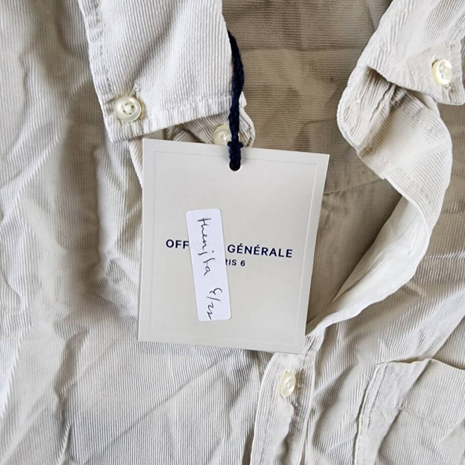 Officine Générale Corduroy Button Down Shirt Men's Small Stone Long Sleeve