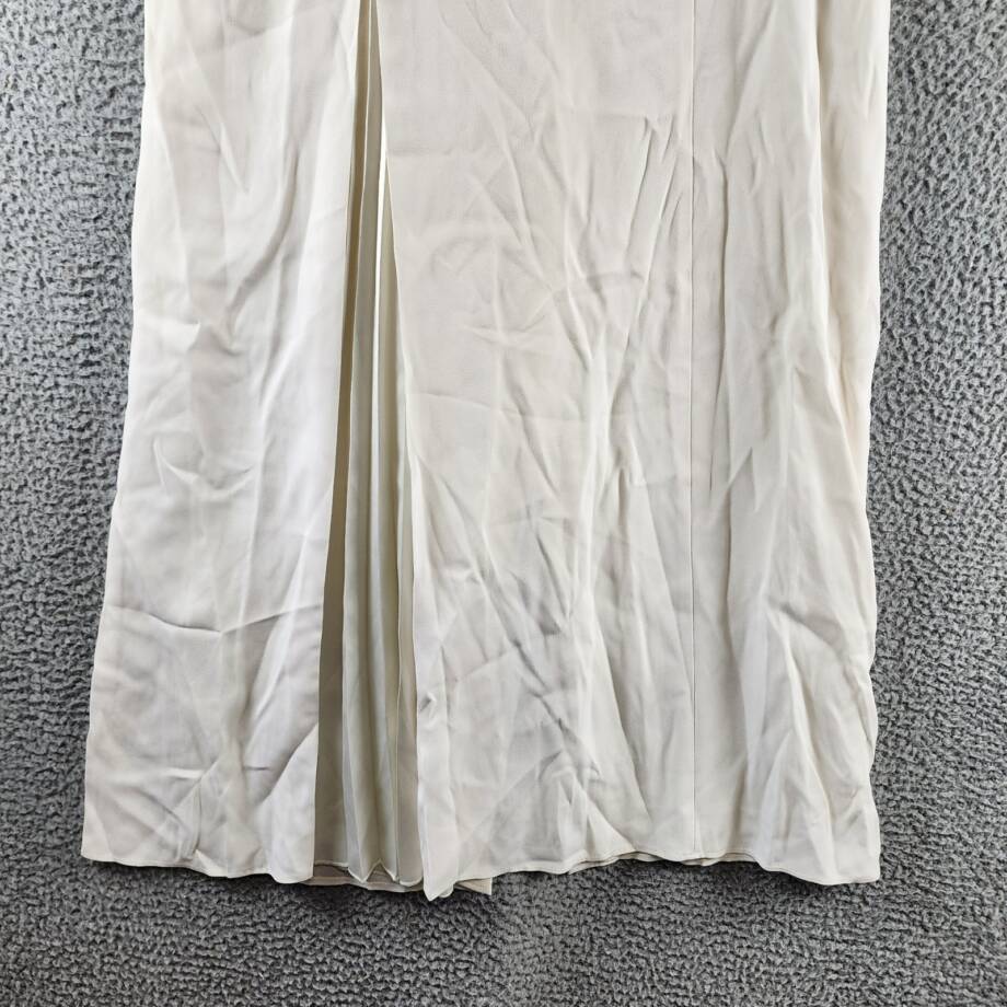 Boss Vateza Pleated Front Panel A-Line Skirt Women's 8 White Back Zip Closure