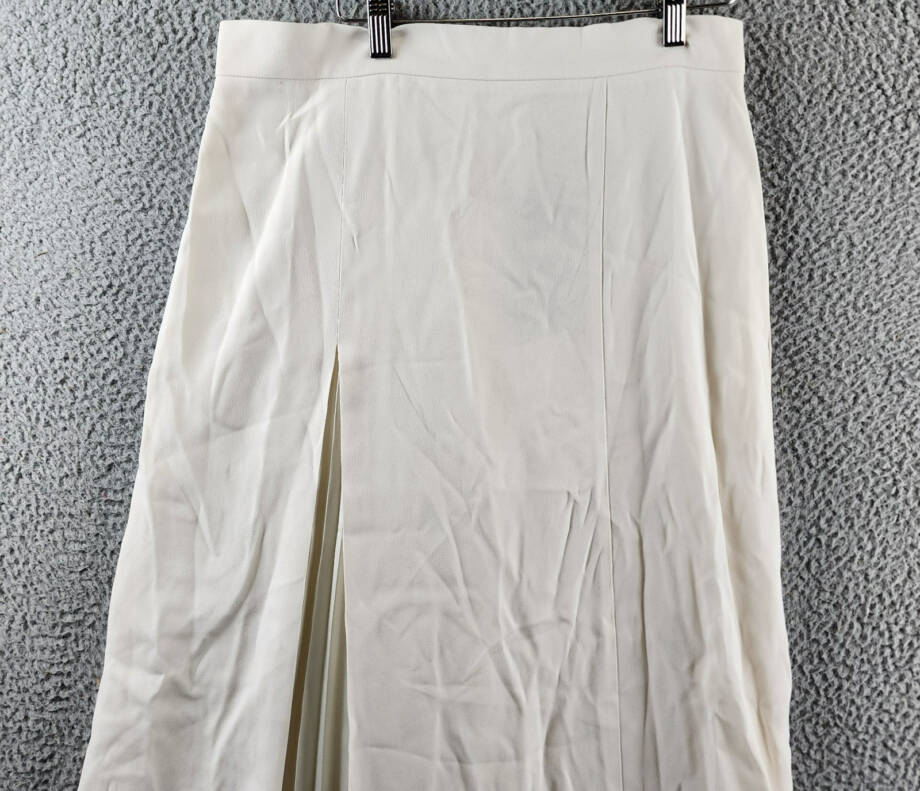 Boss Vateza Pleated Front Panel A-Line Skirt Women's 8 White Back Zip Closure