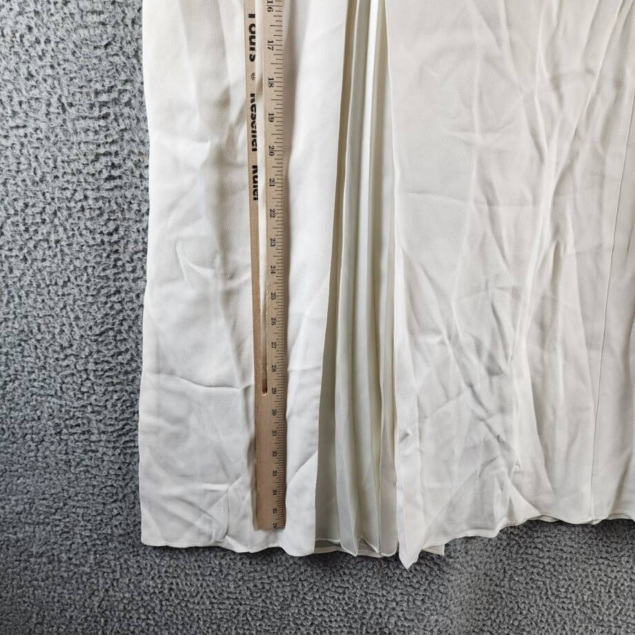 Boss Vateza Pleated Front Panel A-Line Skirt Women's 8 White Back Zip Closure