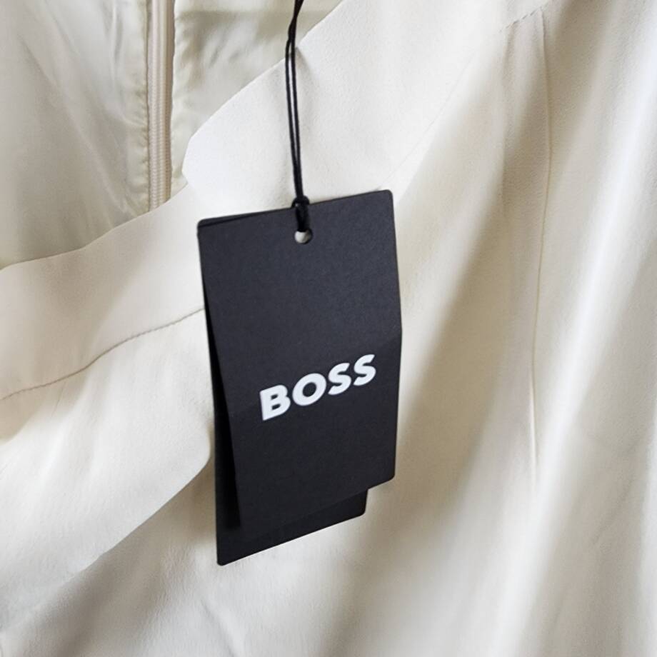Boss Vateza Pleated Front Panel A-Line Skirt Women's 8 White Back Zip Closure