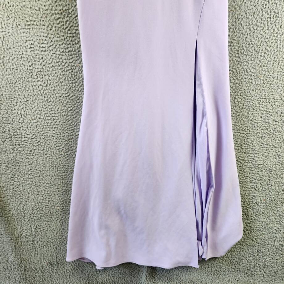 AQUA Scuba Crepe Strapless Gown Women's 6 Lilac Front Slit Sleeveless Back Zip