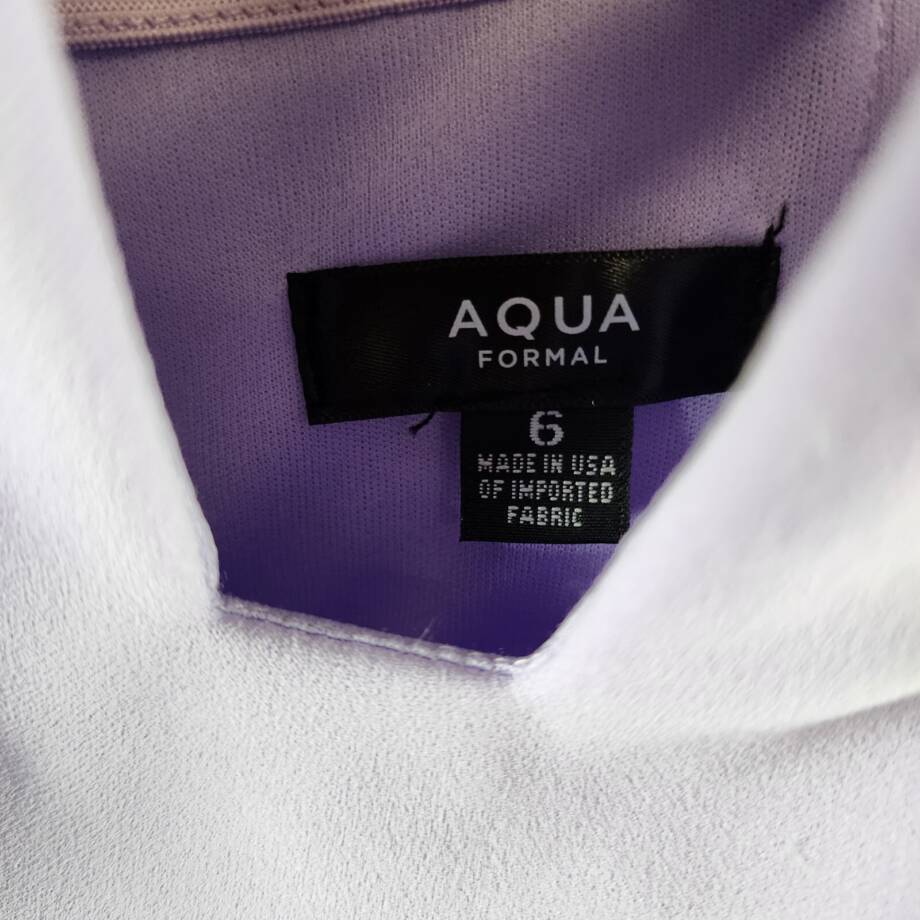 AQUA Scuba Crepe Strapless Gown Women's 6 Lilac Front Slit Sleeveless Back Zip