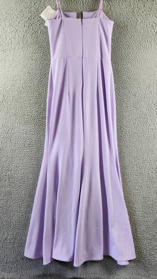 AQUA Scuba Crepe Strapless Gown Women's 6 Lilac Front Slit Sleeveless Back Zip