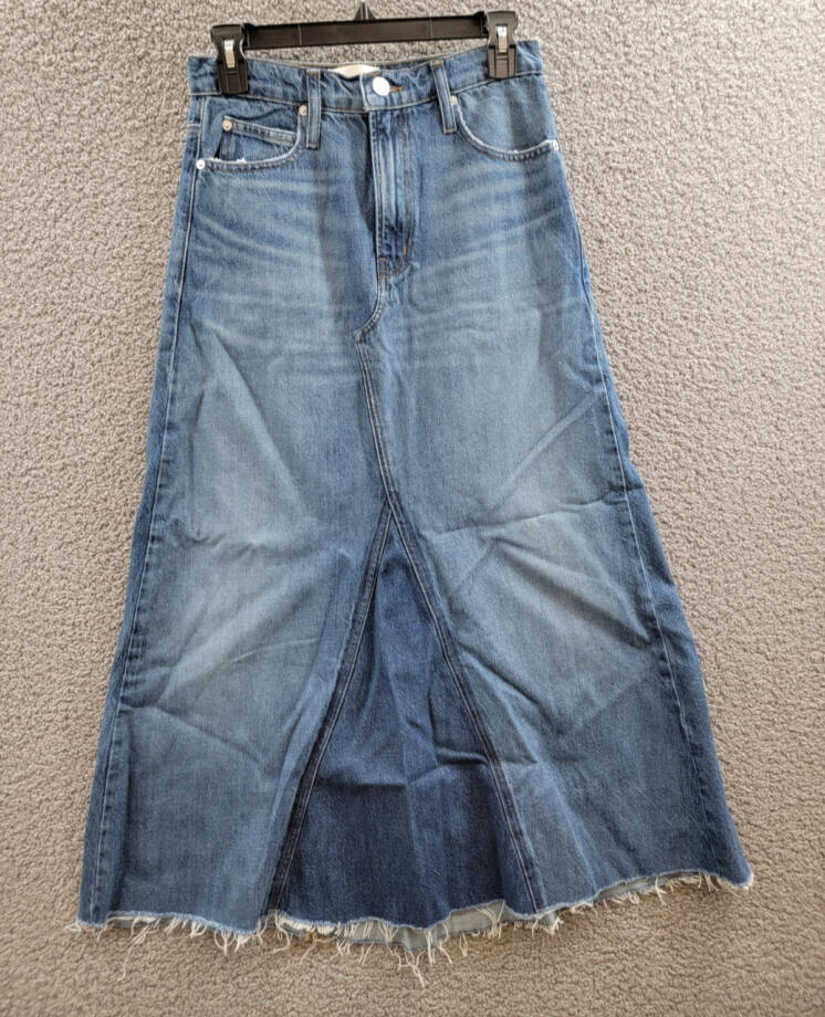 FRAME The Dorothy Denim Skirt Women's 24 Blue Front Zipper And Button Closure