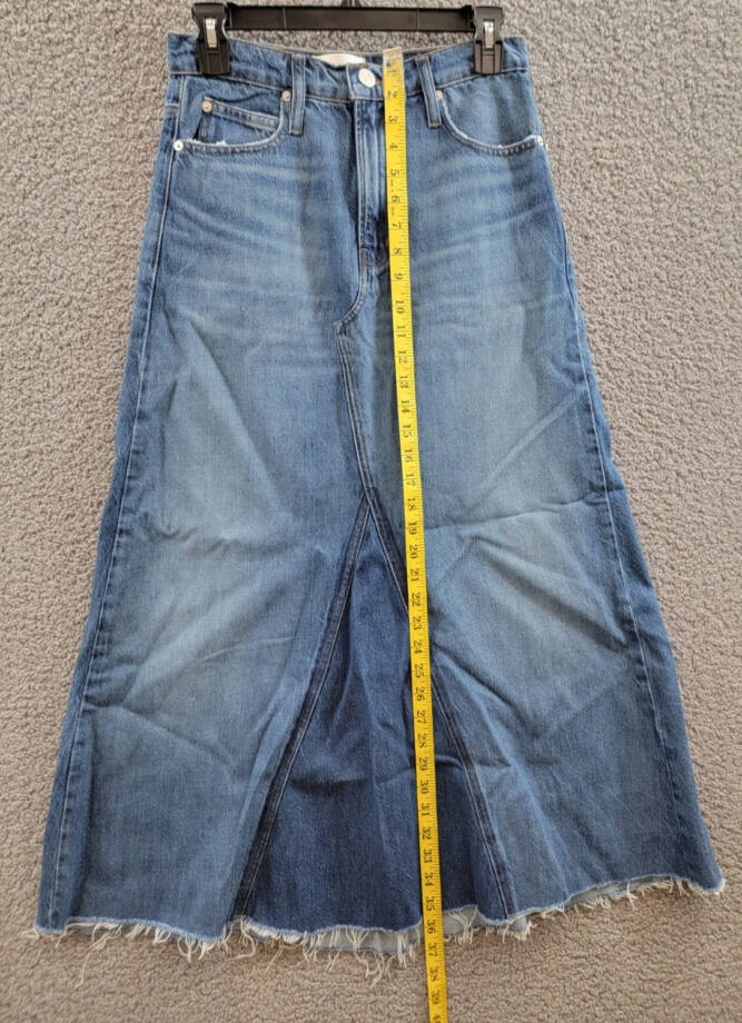 FRAME The Dorothy Denim Skirt Women's 24 Blue Front Zipper And Button Closure
