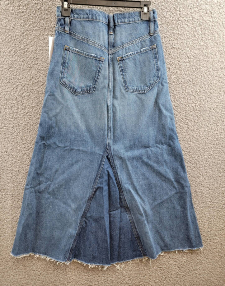 FRAME The Dorothy Denim Skirt Women's 24 Blue Front Zipper And Button Closure